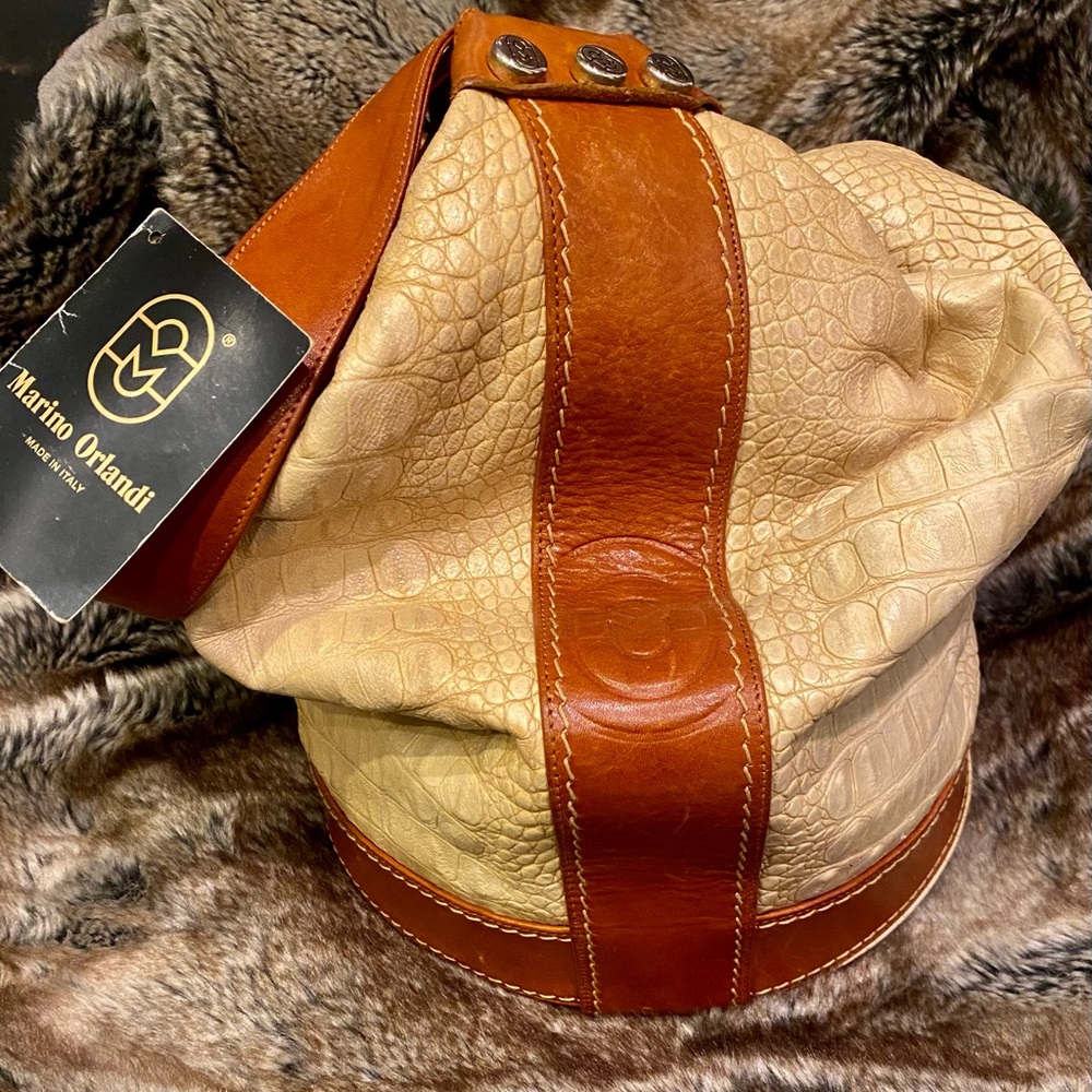 Marino Orlandi “Made in Italy” Croc Embossed genuine Leather Bag